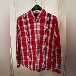 Men’s Polo Red Long Sleeve Checked XL Button Down Shirt